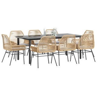 9-osaline aiamööbli komplekt patjadega, pruun, polürotang klaas