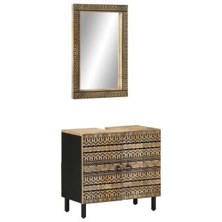 Комплект мебели для ванной комнаты из 2 предметов, дерево манго