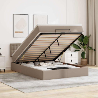 пуф-кровать с матрасом и светодиодами, капучино 140x190 см искусственная кожа