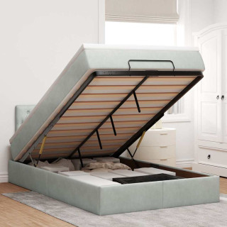 Каркас пуфа с матрасом, светло-серый, 120x200 см, бархат