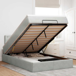 Ottomani voodiraam madratsiga, helehall, 120x200cm, samet