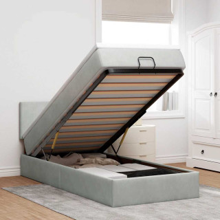 Каркас пуфа с матрасом, светло-серый, 80x200 см, бархат