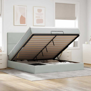 Каркас пуфа с матрасами, светло-серый, 200x200 см, бархат