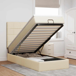 Каркас пуфа с матрасом, кремовый, 80x200 см, ткань