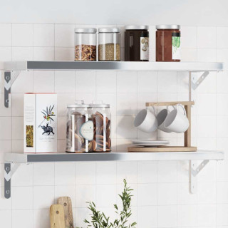 Полочные кронштейны 4 шт 20x2,5x14 см серебристая нержавеющая сталь