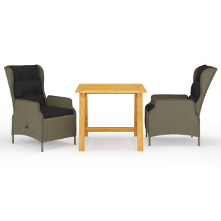 3-osaline aiamööbli komplekt, pruun