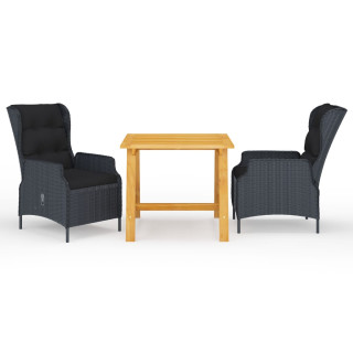 3-osaline aiamööbli komplekt, tumehall