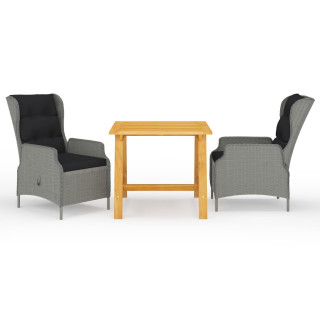 Обеденный гарнитур из 3-х предметов садовой мебели, светло-серый