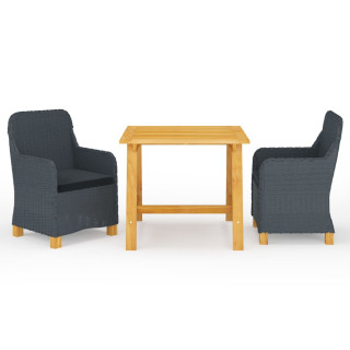 3-osaline aiamööbli komplekt, tumehall