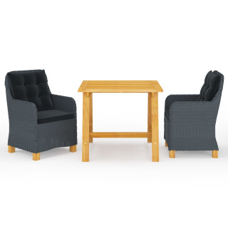 3-osaline aiamööbli komplekt, tumehall