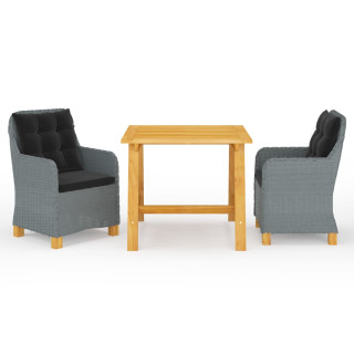 3-osaline aiamööbli komplekt, helehall