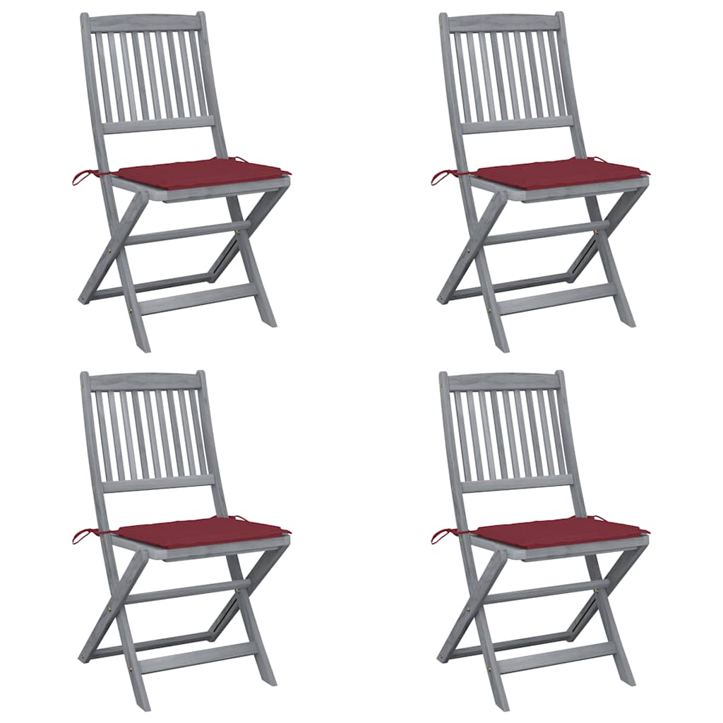 Складные садовые стулья, 4 шт, с подушками, акация