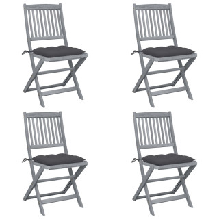 Складные садовые стулья 4 шт. с подушками, акация