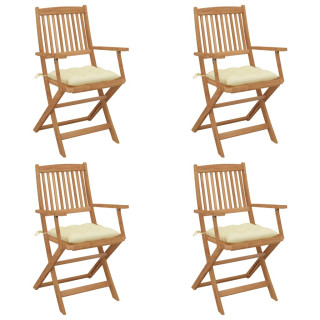 kokkupandavad aiatoolid 4 tk patjadega akaatsiapuit