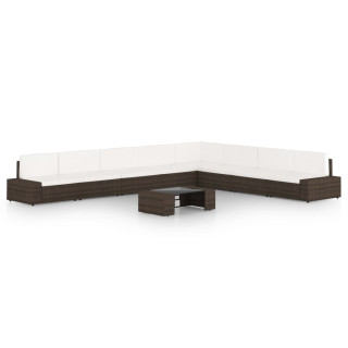 9-osaline aiamööbli komplekt patjadega, pruun, polürotang