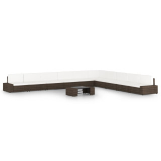 11-osaline aiamööbli komplekt patjadega, pruun, polürotang