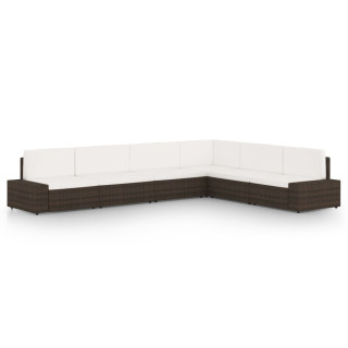 6-osaline aiamööbli komplekt patjadega, pruun, polürotang