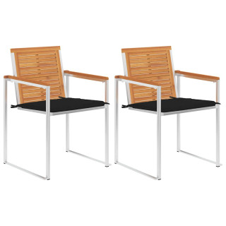 Садовые стулья с подушками, 2 шт, акация и сталь