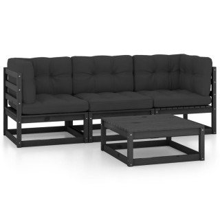 Комплект садовой мебели из массива сосны с подушками, 4 предмета