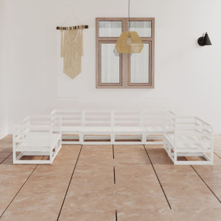 8-предметный комплект садовой мебели, белый, прочная сосна