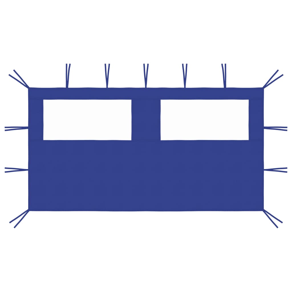 Боковая стенка для беседки с окнами 4 x 2 м синяя