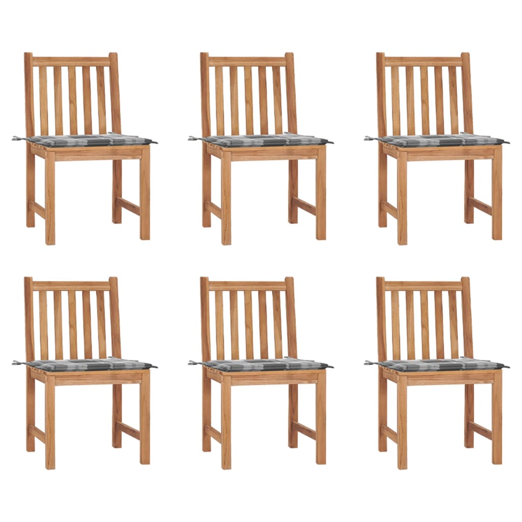 Садовые стулья с подушками, 6 шт, тиковое дерево