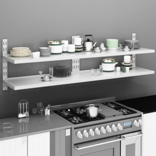 Двухъярусные настенные полки из нержавеющей стали 200 x 30 см, 2 шт.