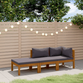 3-х секционный садовый диванный комплект с подушками, акация