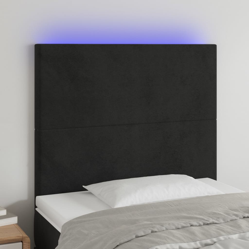 LED-voodipeats, must, 100x5x118/128 cm, samet