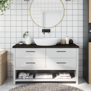 столешница для ванной комнаты, темно-коричневая, 120x40x(2-4)см, обработанный массив дерева