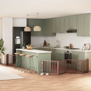 Складная калитка для собак с дверью, 8 панелей, коричневая, 640 см, тополь