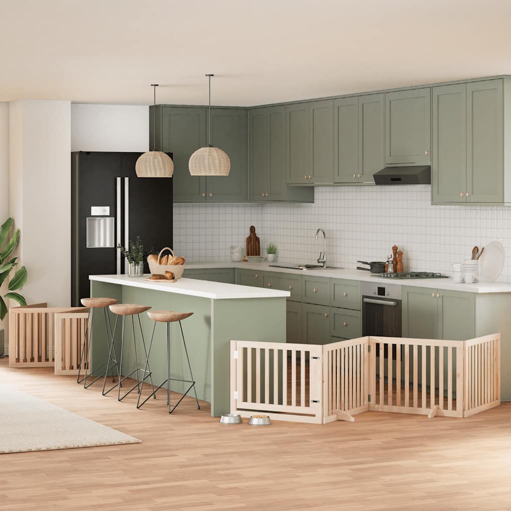 Складная калитка для собак с дверью, 10 панелей, 800 см, тополь