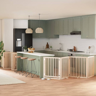 Складная калитка для собак с дверью, 12 панелей, 960 см, тополь