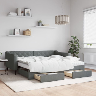 диван-кровать с выдвижной секцией, темно-серый, 90x190 см, ткань