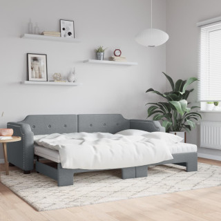 diivanvoodi madratsiga, helehall, 90x200 cm, kangas