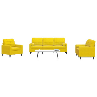 3-osaline diivanikomplekt patjadega, kollane, samet