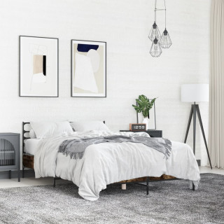 каркас кровати, копченый дуб, 120 x 190 см, искусственное дерево и металл