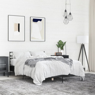 каркас кровати, черный, 135 x 190 см, искусственное дерево и металл