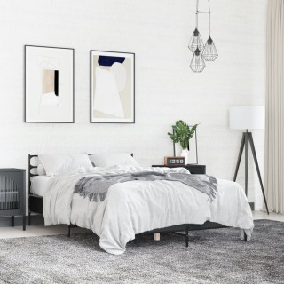 каркас кровати, черный, 140 x 190 см, искусственное дерево и металл