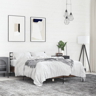 каркас кровати, коричневый дуб, 120 x 200 см, искусственное дерево и металл