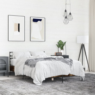 каркас кровати, копченый дуб, 120 x 200 см, искусственное дерево и металл