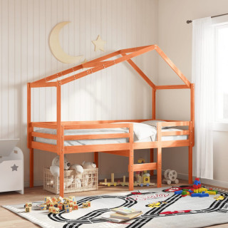 высокая кровать с балдахином, медово-коричневая, 75 x 190 см, сосна