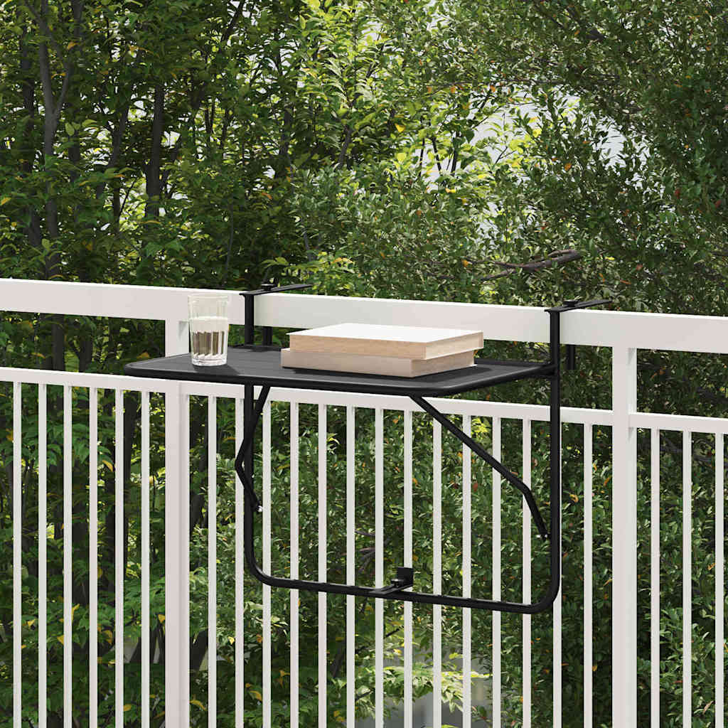 Подвесной балконный столик, черный, регулируемый размер, 60x40 см, сталь