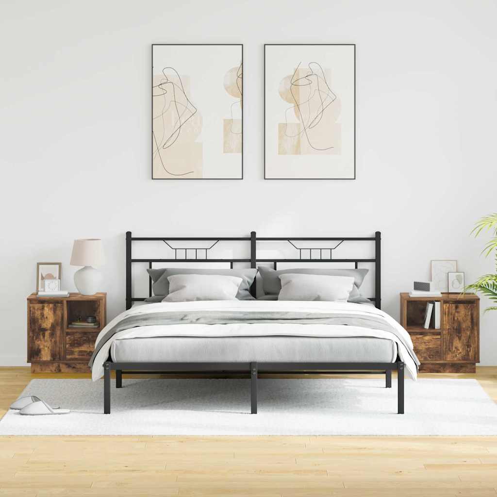 Прикроватные тумбочки с LED-подсветкой, 2 шт., Дымчатый дуб, 50x34,5x50 см