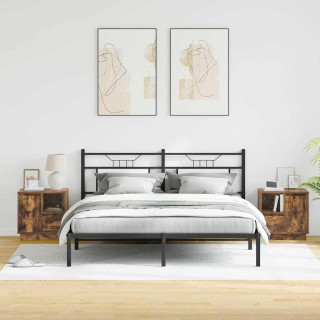 Прикроватные тумбочки с LED-подсветкой, 2 шт., Дымчатый дуб, 50x34,5x50 см