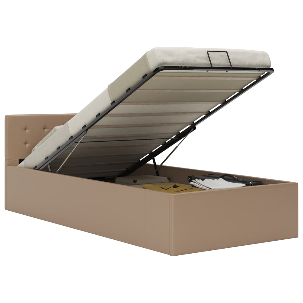 гидравлическая рама кровати с ящиком для хранения вещей, искусственная кожа, 100 x 200 см