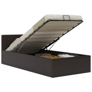 hüdrauliline hoiukastiga voodiraam hall kunstnahk 90 x 200 cm