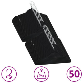 50 штук вешалок, антискользящие, черные, бархатные