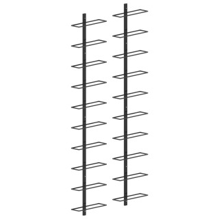 Seinale kinnitatavad veiniriiulid 20 pudelile, 2 tk, must metall