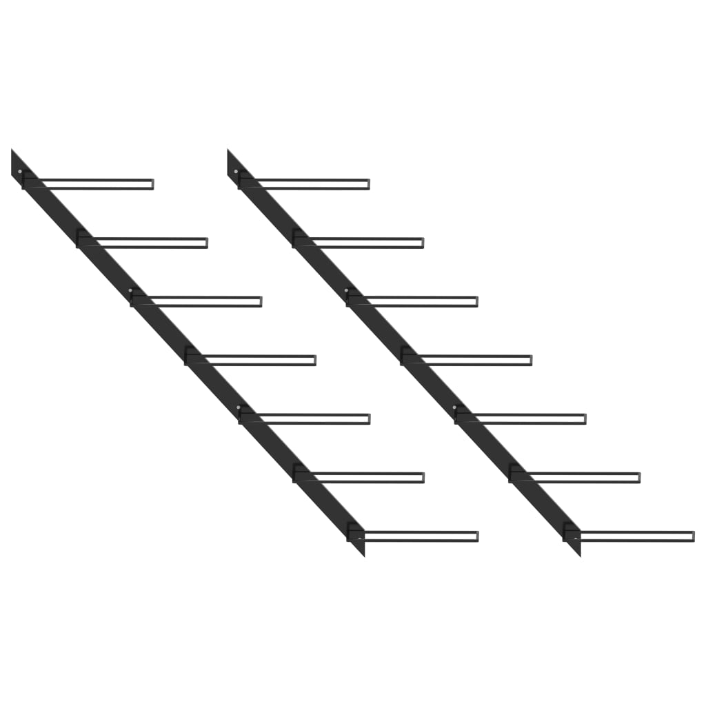 Seinale kinnitatavad veiniriiulid 14 pudelile, 2 tk, must metall